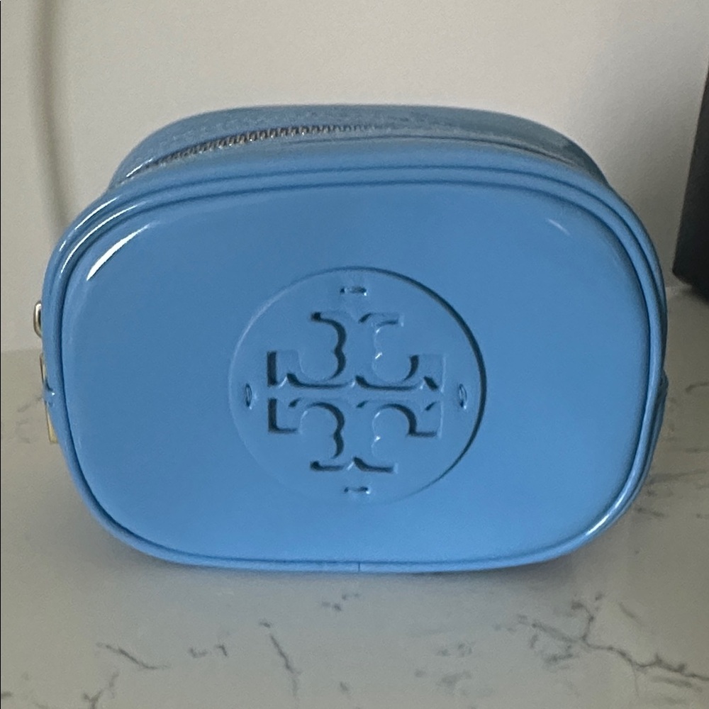 Tory Burch Sky Blue Glossy Pouch